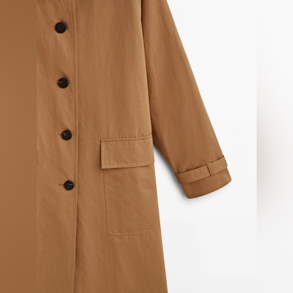 NWT Massimo Dutti Cotton and Linen Blend Trench Jacket in Camel size small - Picture 7 of 9